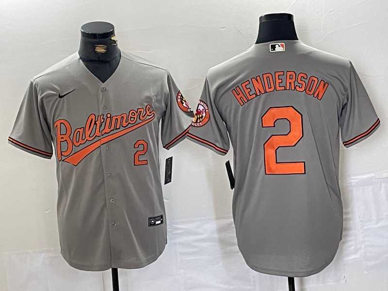 Men%27s Baltimore Orioles #2 Gunnar Henderson Number Grey Stitched Cool Base Nike Jersey->arizona diamondbacks->MLB Jersey